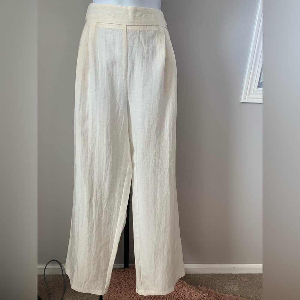 Joie Wide Leg Cream Linen-Blend Pants